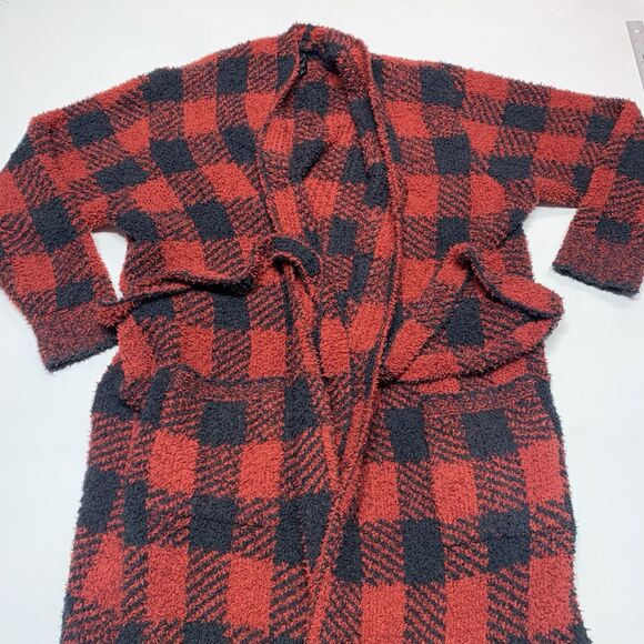 Skims Brick Baffalo Check Cozy Knit Robe Unisex Fleece Soft 90s lounge sz L/XL